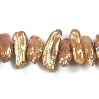 Alternative view of 9x25mm Dyed Coffee Biwa Freshwater Pearls Beads
