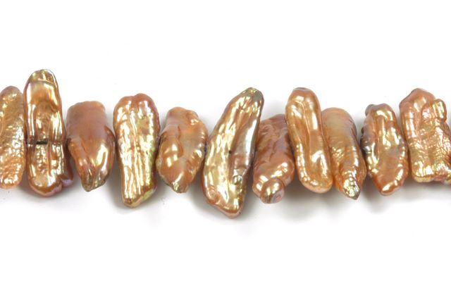 9x25mm Dyed Coffee Biwa Freshwater Pearls Beads - Image 2