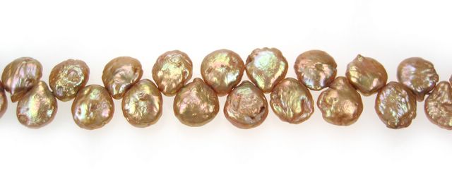 10x12mm Dyed Coffee Coin with Tail Freshwater Pearls Beads - Image 2