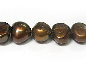 Alternative view of 8x8mm Dyed Reddish Brown Nugget Freshwater Pearls Beads