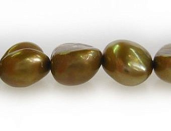 Alternative view of 7x8mm Dyed Olive Nugget Freshwater Pearls Beads