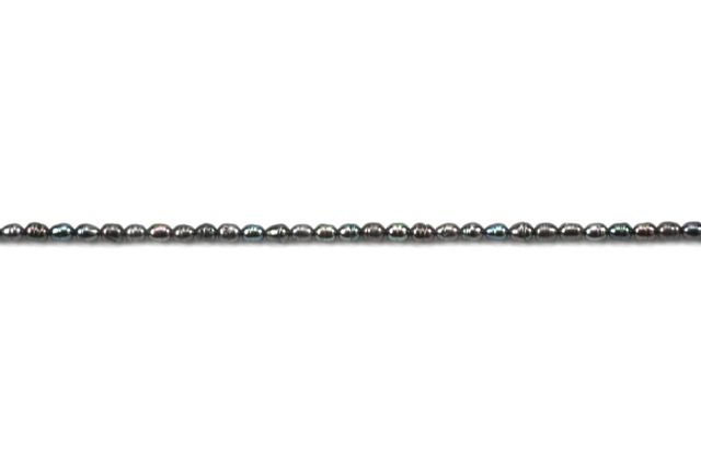 3.5x4mm Dyed Greyish Purple Rice Freshwater Pearls Beads - Image 4