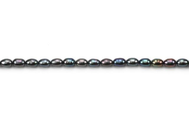 6x9.5mm Dyed Greyish Purple Rice Freshwater Pearls Beads - Image 2
