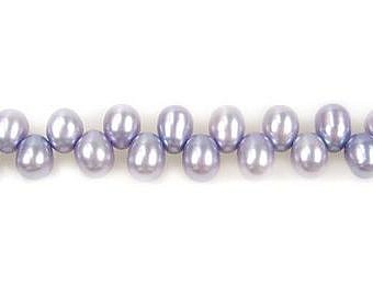 Alternative view of 5.5x6mm Dyed Lavender Blue Rice Freshwater Pearls Beads