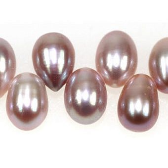 Alternative view of 7x9mm Dyed Pink Lavender Rice Freshwater Pearls Beads